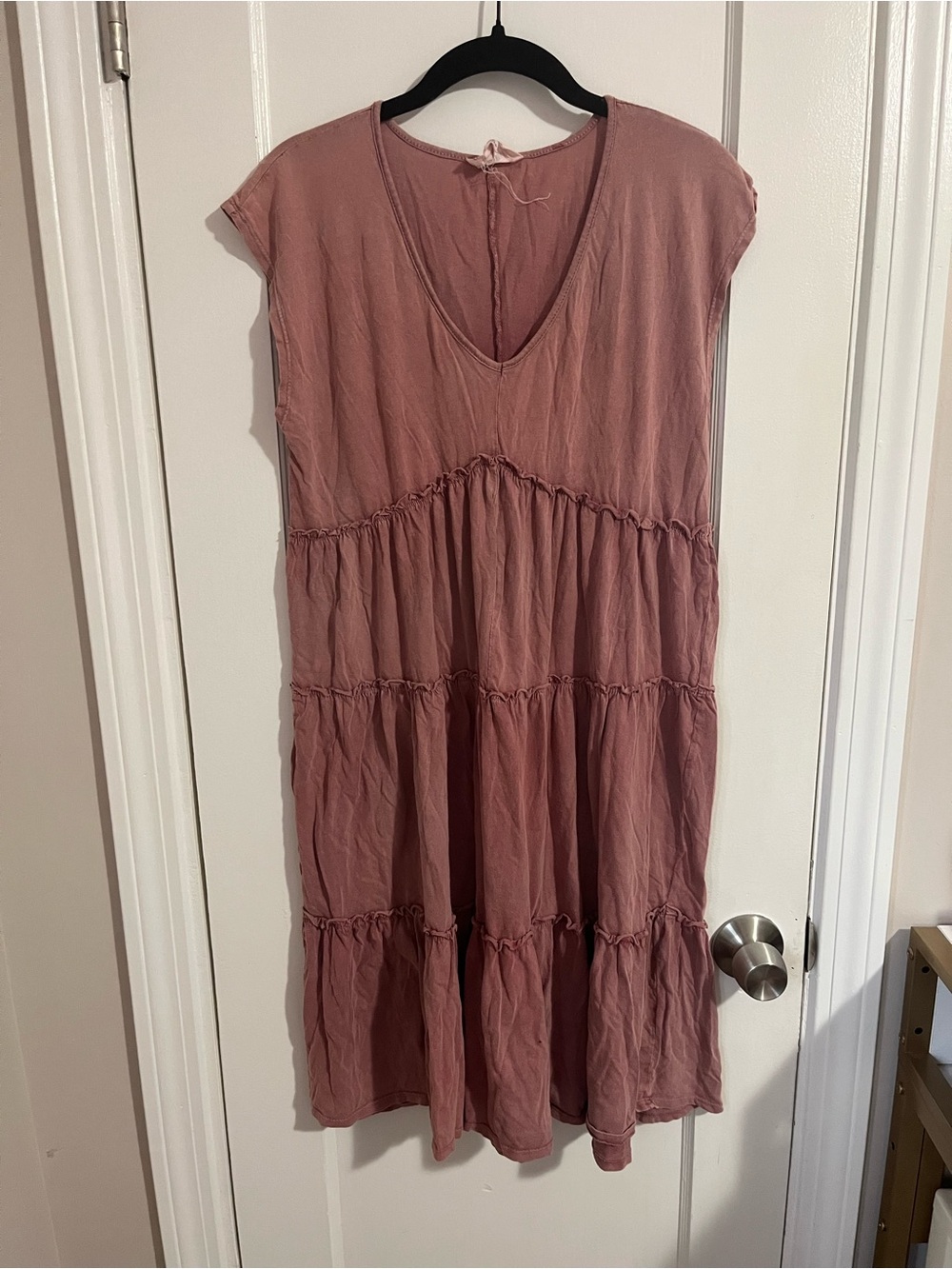 For The Republic Dusty Rose Tiered V-Neck Maxi Dress